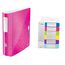 Leitz Set Qualitäts-Ordner 180° Active WOW A4, Breit, 8,2 cm, Gummibandverschluss, Pink + Leitz Register für A4, PC-beschriftbares Deckblatt, und 6 Trennblätter, WOW Serie, 11060023 + 12420000