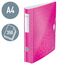 Leitz Qualitäts-Ordner 180° Active WOW, 5er Pack, A4, Schmal, Abgerundeter Rücken, 6,5 cm breit, Gummibandverschluss, Leichtes Polyfoam, Plastik-Ordner, WOW Serie, Pink, 11070023