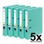 Original Falken 5er Pack PP-Color Kunststoff-Ordner. Made in Germany. 5 cm schmal DIN A4 Pastell-Farbe türkis Vegan Ringordner Aktenordner Briefordner Büroordner Plastikordner Schlitzordner