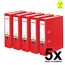 Original Falken 5er Pack PP-Color Kunststoff-Ordner. Made in Germany. 8 cm breit DIN A4 rot Vegan Ringordner Aktenordner Briefordner Büroordner Plastikordner Schlitzordner