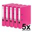 Original Falken 5er Pack PP-Color Kunststoff-Ordner. Made in Germany. 5 cm schmal DIN A4 Pastell-Farbe pink Vegan Ringordner Aktenordner Briefordner Büroordner Plastikordner Schlitzordner