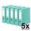 Original Falken 5er Pack PP-Color Kunststoff-Ordner. Made in Germany. 8 cm breit DIN A4 Pastell-Farbe türkis Vegan Ringordner Aktenordner Briefordner Büroordner Plastikordner Schlitzordner
