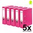 Original Falken 5er Pack PP-Color Kunststoff-Ordner. Made in Germany. 8 cm breit DIN A4 Pastell-Farbe pink Vegan Ringordner Aktenordner Briefordner Büroordner Plastikordner Schlitzordner