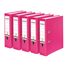 Original Falken 5er Pack PP-Color Kunststoff-Ordner. Made in Germany. 8 cm breit DIN A4 Pastell-Farbe pink Vegan Ringordner Aktenordner Briefordner Büroordner Plastikordner Schlitzordner