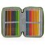 Julian Ross Stylische Kinder Federmäppchen 3-Fach gefüllt, 45-TLG., Schwarz und Grün, Radierbare Gelstifte, Filzstifte, Buntstifte, Schere, Kleber, Mit Reißverschlussfächern, Junge und Mädchen