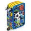 Jungen 3-Fach Federmäppchen – 45-teilig, komplett gefüllt – mit 2 löschbaren Gelstiften, Schere, Kleber, Buntstiften – Sport Design mit Fußball & Basketball – ideal für Schule & als Geschenk