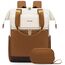 LOVEVOOK Rucksack Gelbbraun, Moderner Laptop Schulrucksack, Schultasche Teenager Backpack Women Elegant Tagesrucksäcke Handtasche 2 in 1, 15,6 Zoll für Uni Büro Arbeit, Beige & Gelbbraun