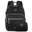MATEIN Rucksack Damen Klein, Elegant Schulrucksack Geldbeutel Set 2 in 1 Wasserdicht Cityrucksack Casual Daypack mit USB Ladeanschluss Modern Handtasche Rucksacktasche für Reisen Arbeit Schwarz