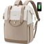 LOVEVOOK Rucksack Damen groß, 18 Zoll Laptop Schulrucksack Teenager, Arbeitstasche SChultasche mit USB, Backpack Women elegant, Tagesrucksack Handtasche 2 in 1 für Büro Uni Reise, Beige & Khaki