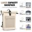 Lekeinchi Rolltop Rucksack Damen & Herren, Elegant Laptop Rucksack Wasserdicht mit 17 Zoll Laptopfach, Großer Reiserucksack Tagesrucksack Schulrucksack für Reisen, Uni Schule, Arbeit - Beige_XL