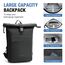Lekeinchi Rolltop Rucksack Damen & Herren, Elegant Laptop Rucksack Wasserdicht mit 17 Zoll Laptopfach, Großer Reiserucksack Tagesrucksack Schulrucksack für Reisen, Uni Schule, Arbeit - Schwarz_XL