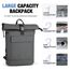 Lekeinchi Rolltop Rucksack Damen & Herren, Elegant Laptop Rucksack Wasserdicht mit 17 Zoll Laptopfach, Großer Reiserucksack Tagesrucksack Schulrucksack für Reisen, Uni Schule, Arbeit - Grau