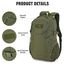 VINBAGGE Rucksack Taktischer Motorrad Wanderrucksack Outdoor Wasserdicht Trekkingrucksack 25L Campus Wandern Arbeit Schulrucksack Jungen Daypack für Herren Damen Grün（500D-Aufrüstung）