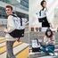 MoFut Rucksack Damen Herren Groß Schulrucksack viele Fächer mit 15,6" Laptopfach, Unisex Wasserdichter Rolltop Rucksack, Lässiger Backpack Schule Freizeit Uni Arbeit Wandern(ST-W).