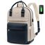 LOVEVOOK Laptop Rucksack Damen, 15,6 Zoll Schulrucksack Mädchen mit Laptopfach, Wasserdichter Schultasche Daypack Elegant für Schule Uni Reisen Arbeit, Dunkelblau Hellbraun