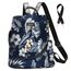 Fmeida Damen Rucksack Klein 2 in 1 Rucksacktasche Elegant Anti Diebstahl Schultertasche Nylon Wasserdichte Backpack Casual Daypack Shopper für Frauen Mädchen (Blumen Navy)