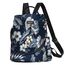 Fmeida Damen Rucksack Klein 2 in 1 Rucksacktasche Elegant Anti Diebstahl Schultertasche Nylon Wasserdichte Backpack Casual Daypack Shopper für Frauen Mädchen (Blumen Navy)