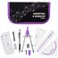 DynaTech Zirkel Set Geometrieset 13-Teilig mit Schnellverstellzirkel, Geodreieck, Parabel, Bleistift, Lineal, Spitzer und Ersatzminen im Etui - praktisches Mathematik-Set inkl. Federmappe (Violett)