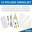 DynaTech Zirkel Set Geometrieset 13-Teilig mit Schnellverstellzirkel, Geodreieck, Parabel, Bleistift, Lineal, Spitzer und Ersatzminen im Etui - praktisches Mathematik-Set inkl. Federmappe (Gelb)