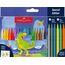Faber-Castell 554222 - Filzstifte Set Dino, 24 Fasermaler in Standard- und Pastellfarben