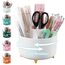 Cayxenful Drehbar Schreibtisch Organizer Kinder, 360° Rotierende Große Kapazitätstifte Schreibtisch Stiftehalter mit 5 Fächern, Aesthetic Schreibwaren Stifte Organizer für Büro, Schule, Zuhause (Weiß)