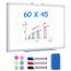 maxtek Whiteboard Magnetisch, 60 X 45 cm Magnettafel White Board Magnetwand mit 3 Whiteboard Stifte, 6 Magnete and 1 White Board Radiergummi, für Schule, Haus und Büro