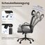 naspaluro Ergonomischer Bürostuhl, Schreibtischstuhl mit Verstellbarer Kopfstütze, Atmungsaktiver Netzbezug, Höhenverstellbar, Computerstuhl, 360° Drehstuhl für das Zuhause und Büro, Dunkelgrau