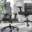 KESSER® Bürostuhl Ergonomisch mit verstellbaren Armlehnen | Drehstuhl mit Lendenwirbelstütze Rückenschonend | Schreibtischstuhl mit Kopfstütze | Office Chair Wippfunktion bis 125° mit 5X Gummirollen