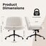 IWMH Bürostuhl ohne Armlehnen,Höhenverstellbar Drehstuhl mit Rollen,Schreibtischstuhl mit Teddy Stoff polsterung,Lesesessel mit breiterem Kissen zum Sitzen im Schneidersitz (Weiß mit Rollen)