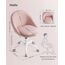 SONGMICS Homeoffice Stuhl, Schminkstuhl aus Baumwoll-Leinen-Mischgewebe, Schreibtischstuhl, Schaumstoffpolsterung, höhenverstellbar, für Arbeitszimmer, Schlafzimmer, pastellrosa OBG020P01